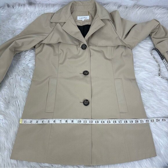 Calvin Klein Women’s Tan Contemporary Removable Lining Winter Trench Coat S/C40 - Picture 15 of 16